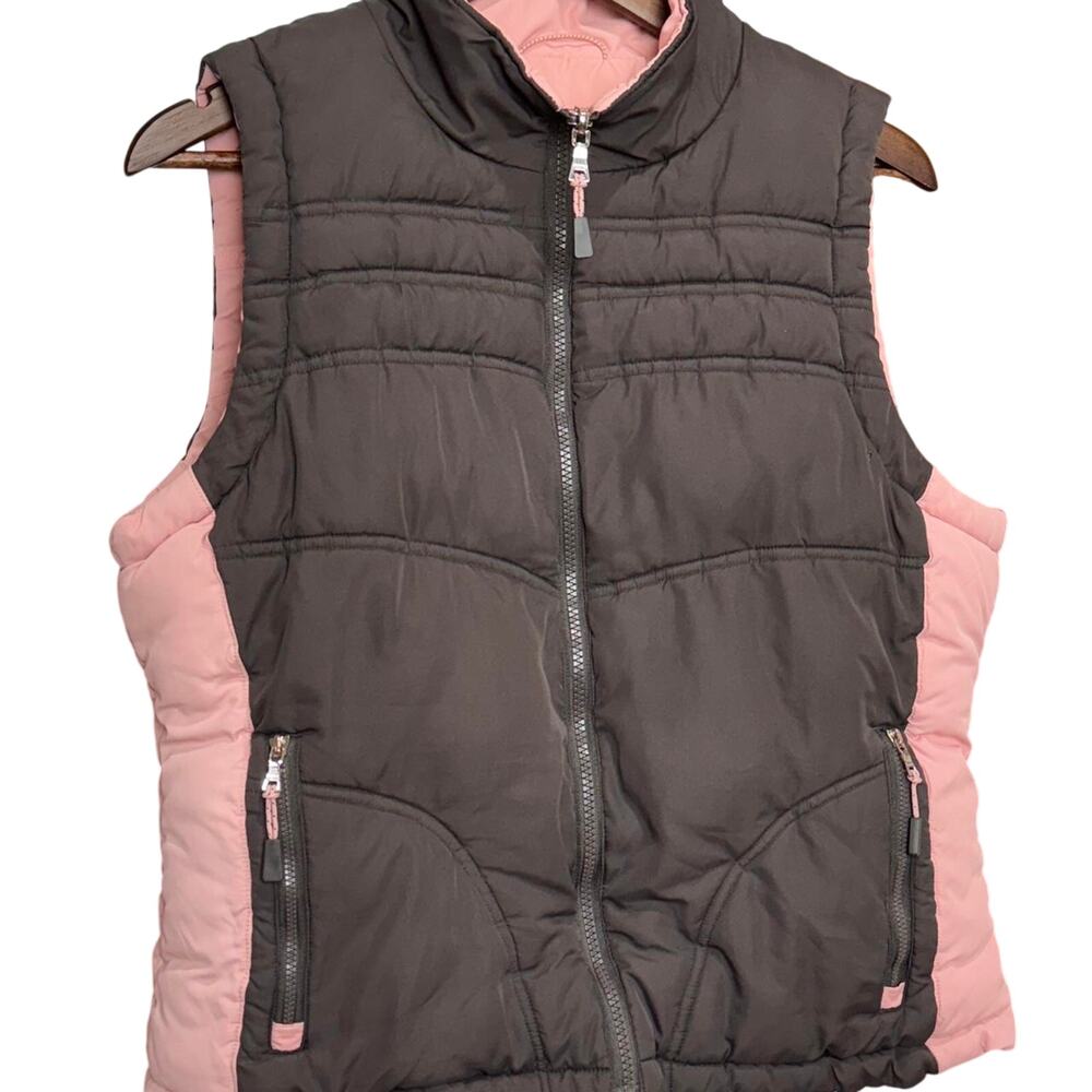 Women's Big Chill Reversible Brown & Pink Puffer Best - Size Large